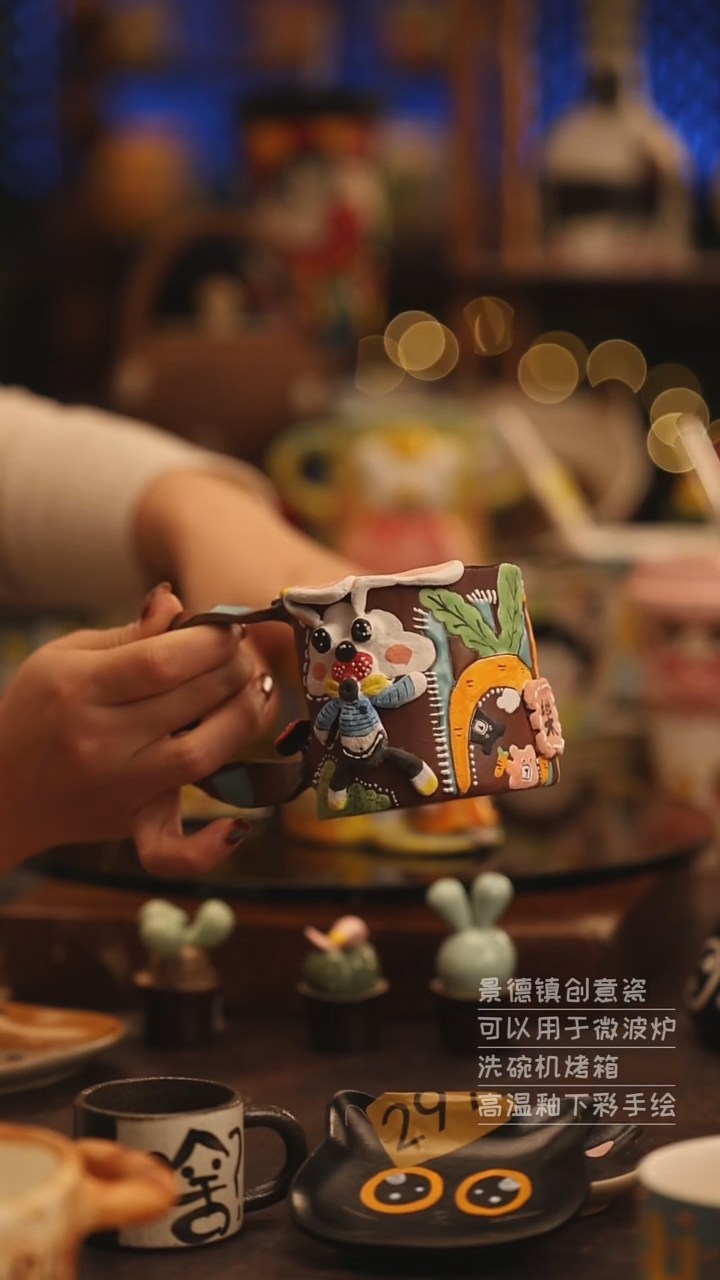 陶瓷景德镇可爱陶瓷釉下彩绘设计师款