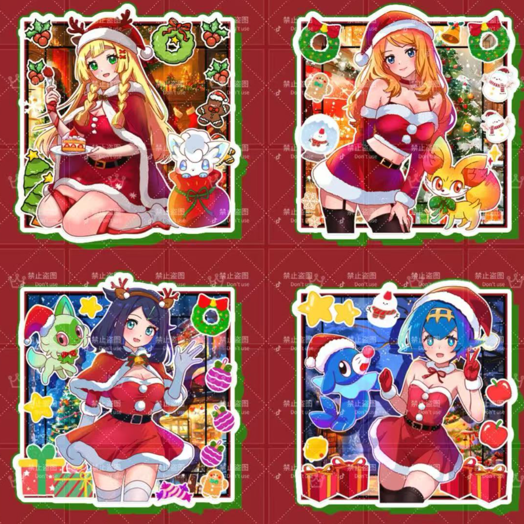 精灵宝可梦三层木质滴胶冰箱贴亚克力磁吸贴尺寸8*8（默认代拆）