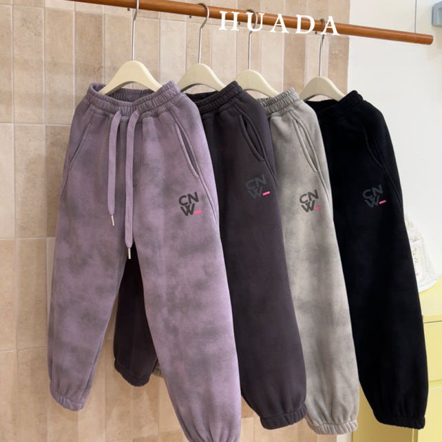 2025新款中大童韩范一体绒针织渐变洋气休闲裤