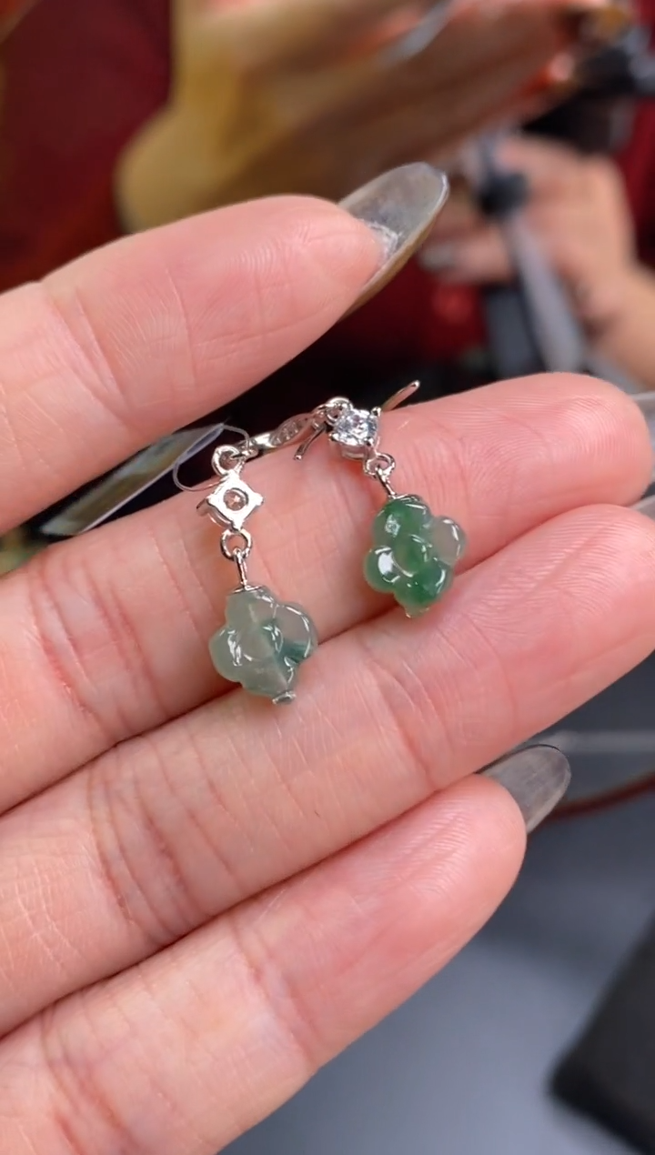 颈饰银S925镶嵌翡翠净货17442