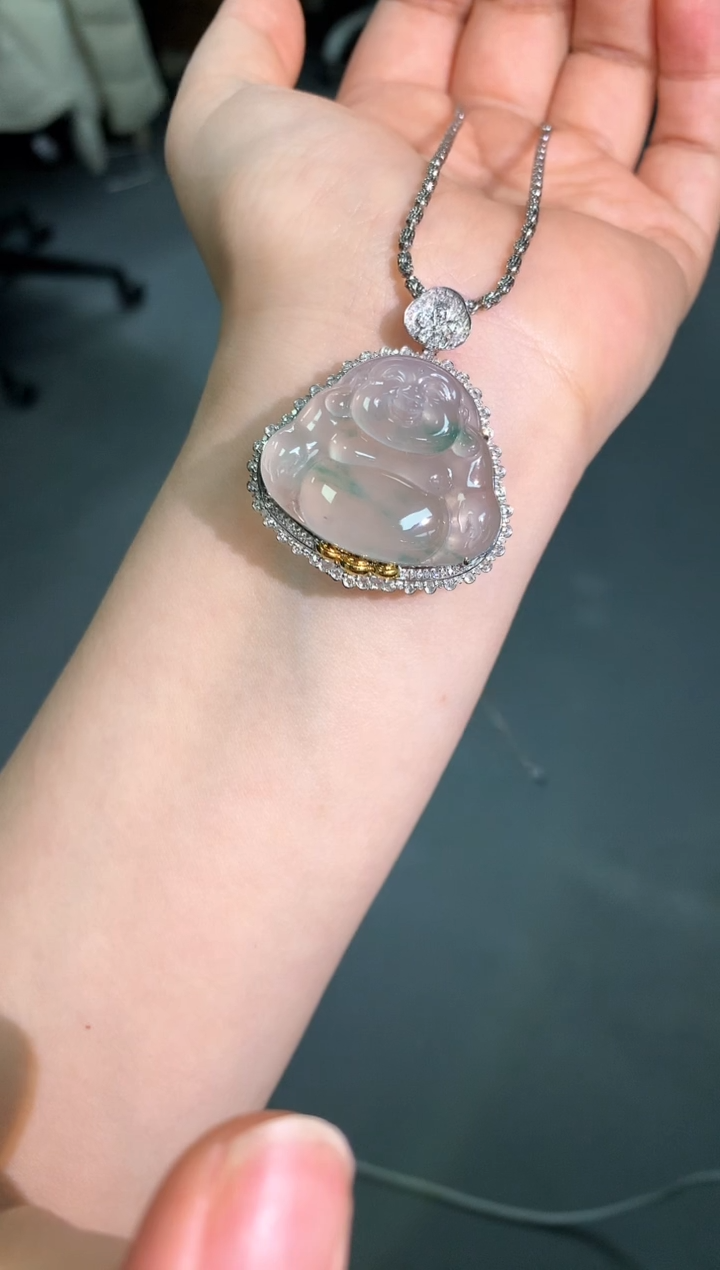 【闪购商品】翡翠吊坠(不含链)18K金镶嵌翡翠佛公|不退不换