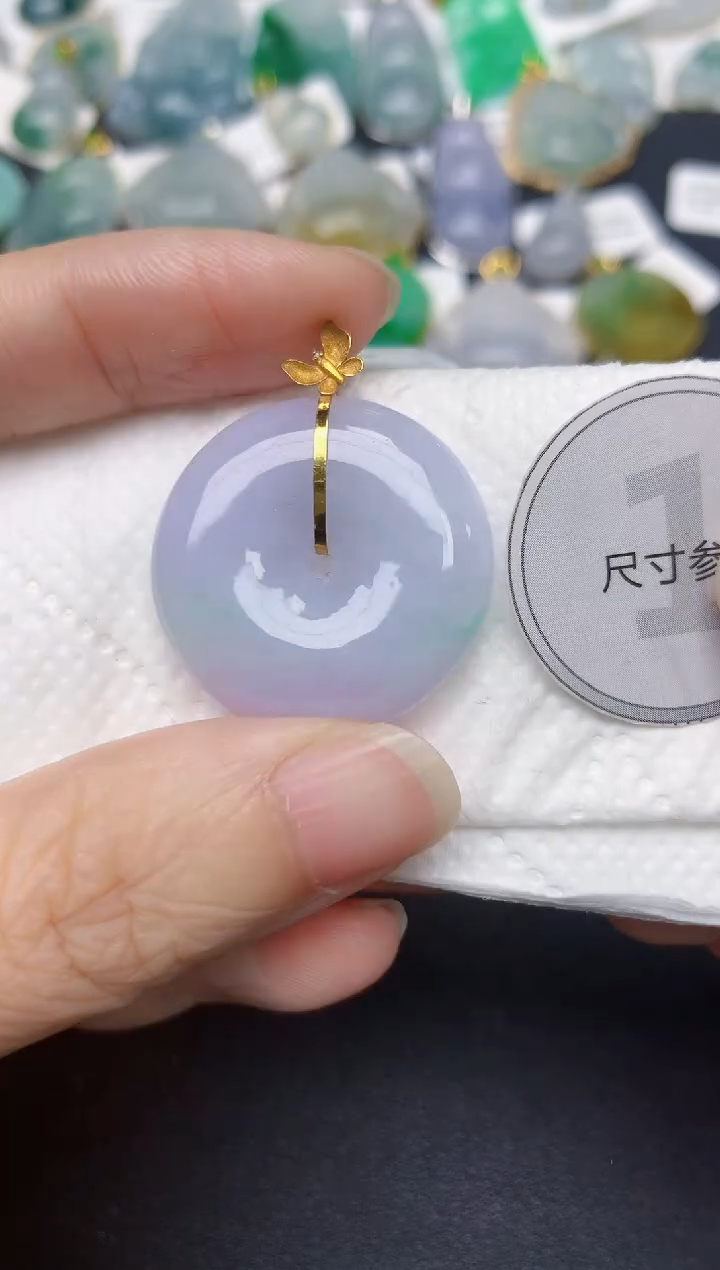 颈饰18K金镶嵌翡翠天然缅甸A货翡翠