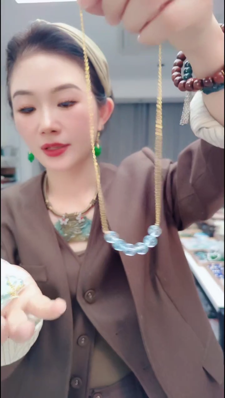 未镶嵌颈饰海蓝宝石0488微笑链