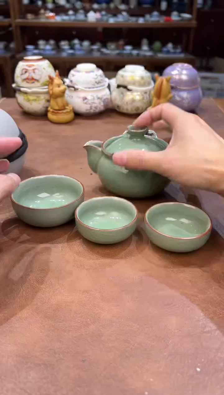 真的很便宜超好看会开片的旅行茶具