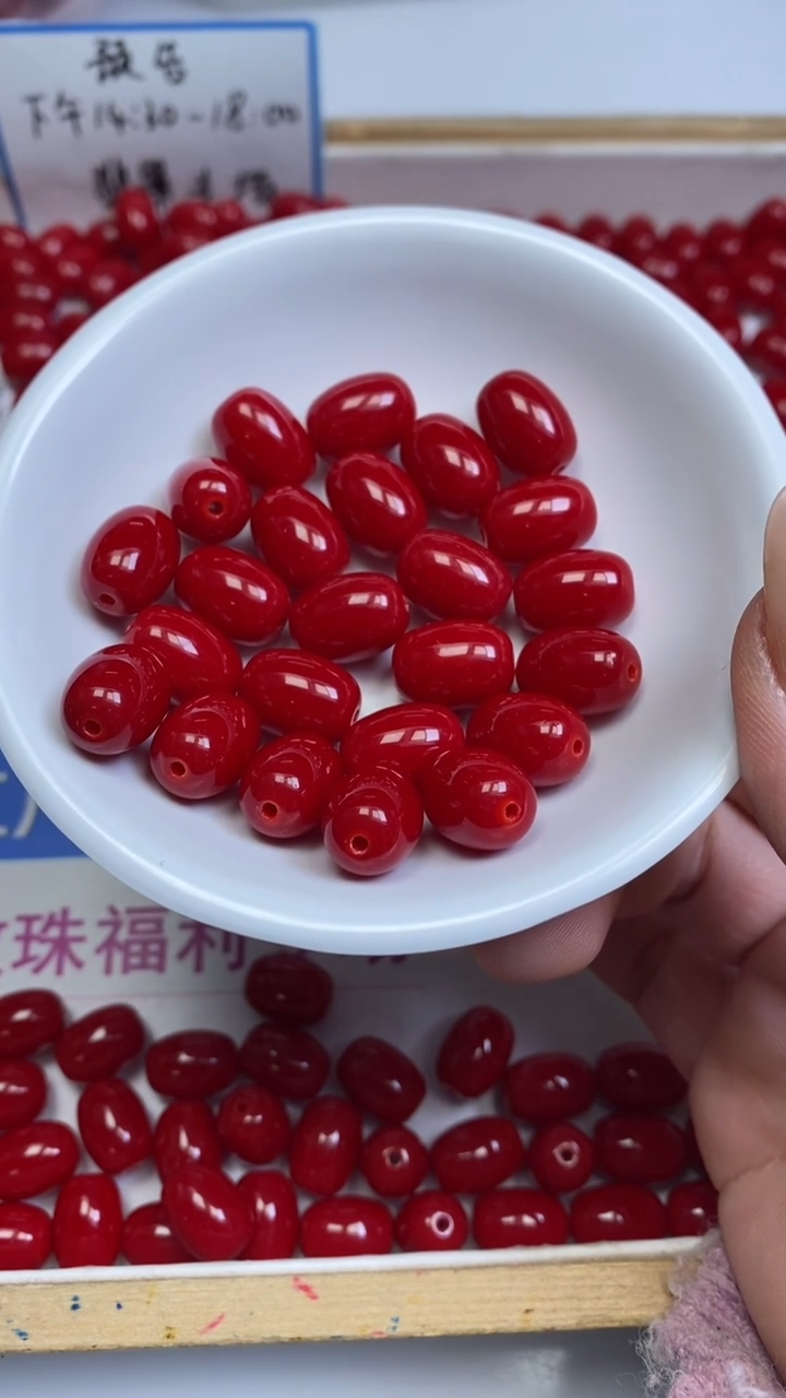 未镶嵌散珠南红玛瑙M958 锦红南红桶珠10*13mm10个8元