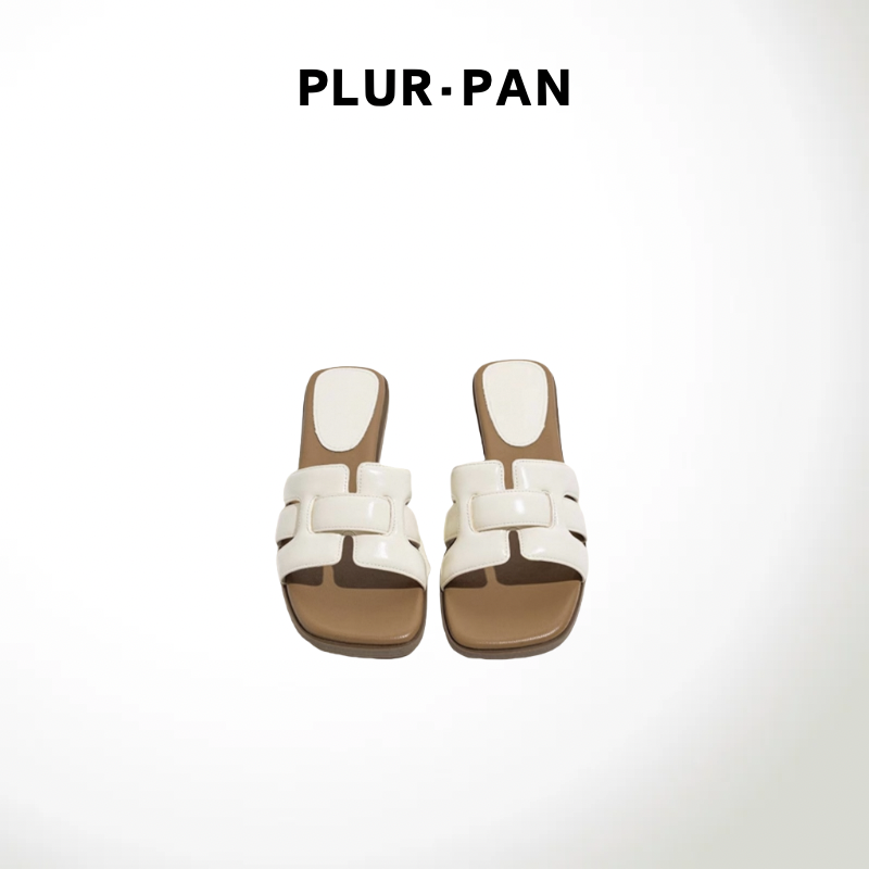 PLUR·PAN简约外穿高级感编制粗跟凉拖鞋  69