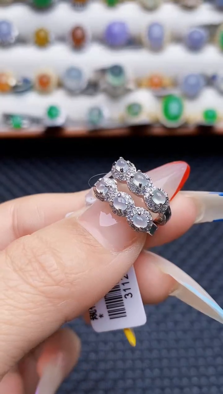 银S925镶嵌戒指翡翠0104