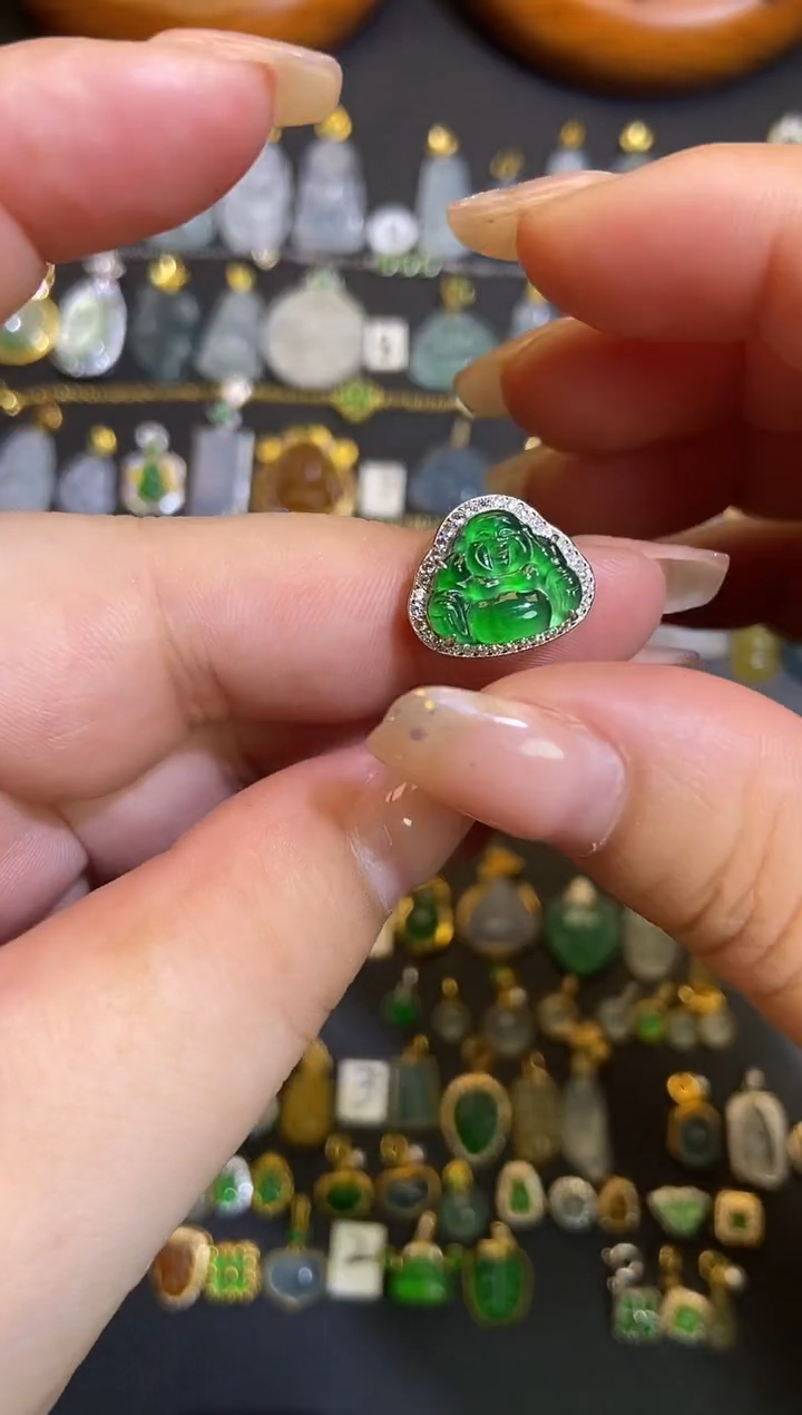 翡翠银S925镶嵌吊坠(不含链)1