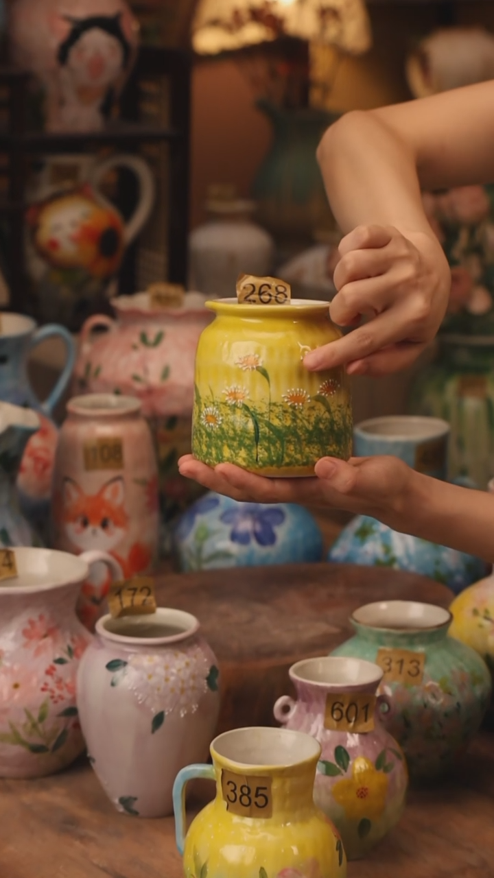 陶瓷268景德镇设计师手作花器摆件侘寂风