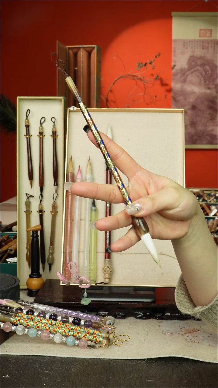 453号闪孤品高货毛笔链接 清水试笔 蘸墨不退