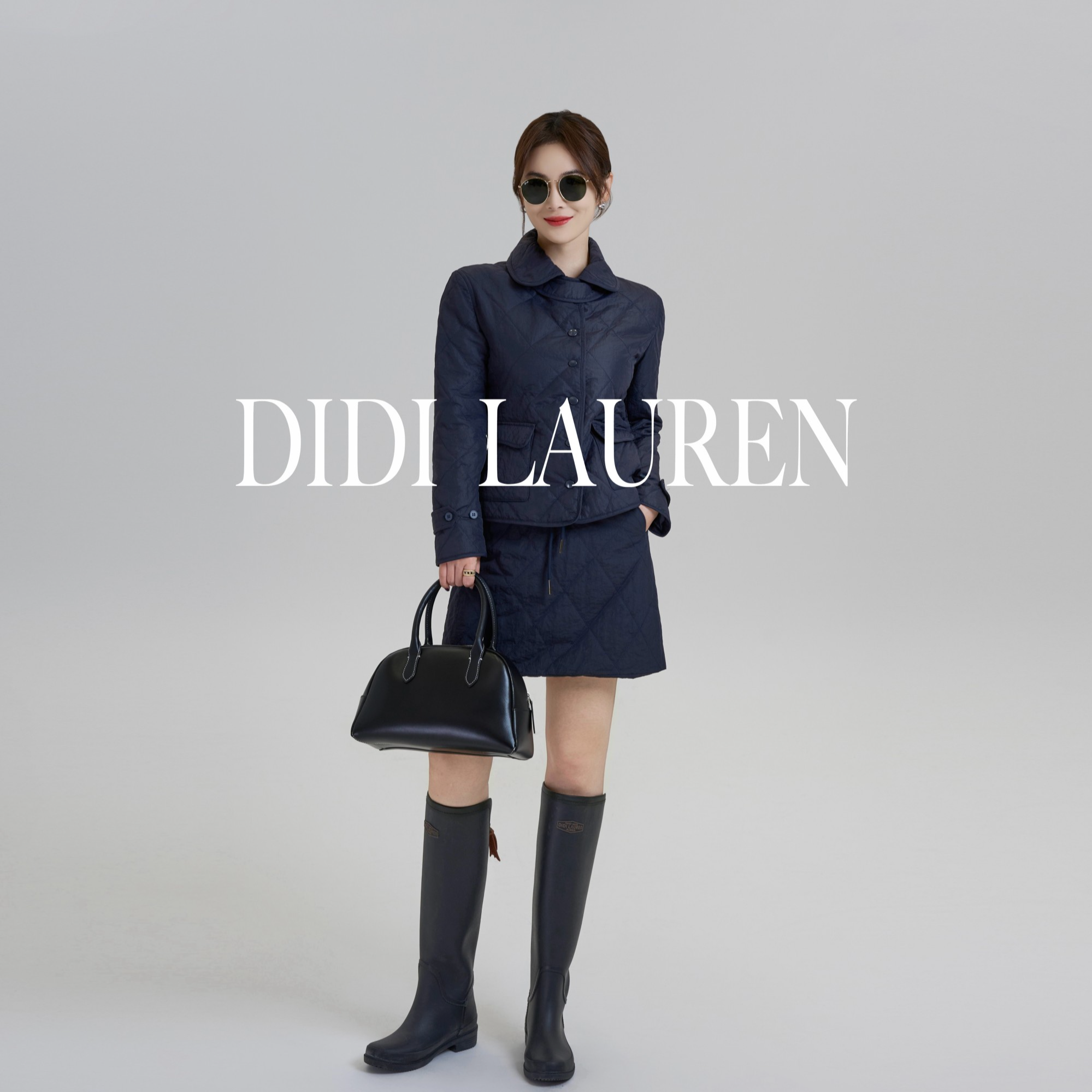 DIDI LAUREN“新宿”高定小众秋冬高质感藏蓝棉服套装
