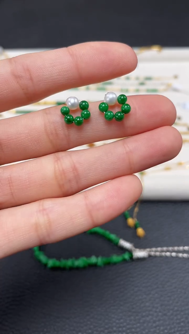 【闪购商品】翡翠耳饰18K金镶嵌多样性发货一对  JK301