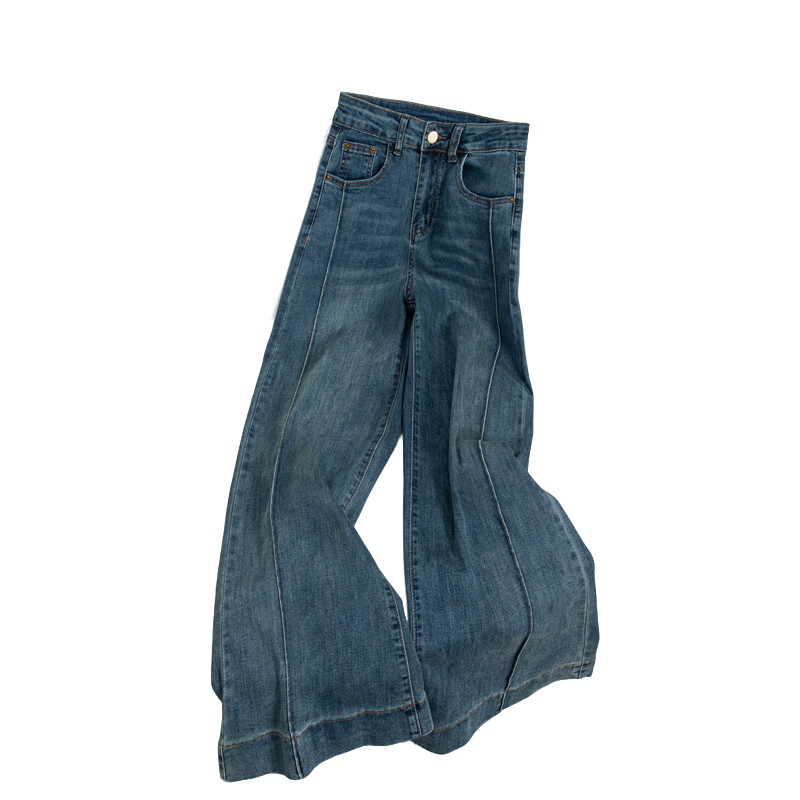 高腰显瘦牛仔裤女2025春季蓝色弹力外穿修身宽松直筒裤长裤7818