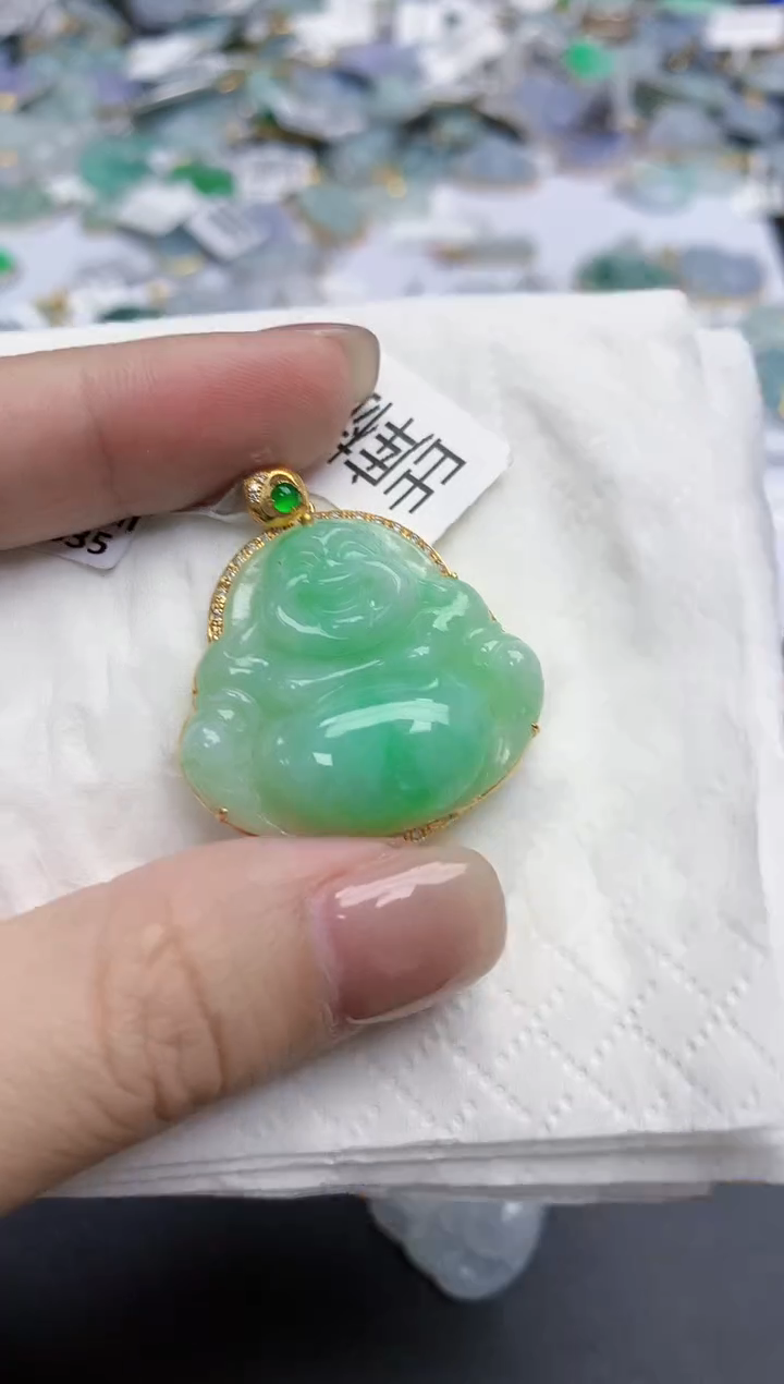 【闪购商品】翡翠颈饰18K金镶嵌天然缅甸翡翠A货