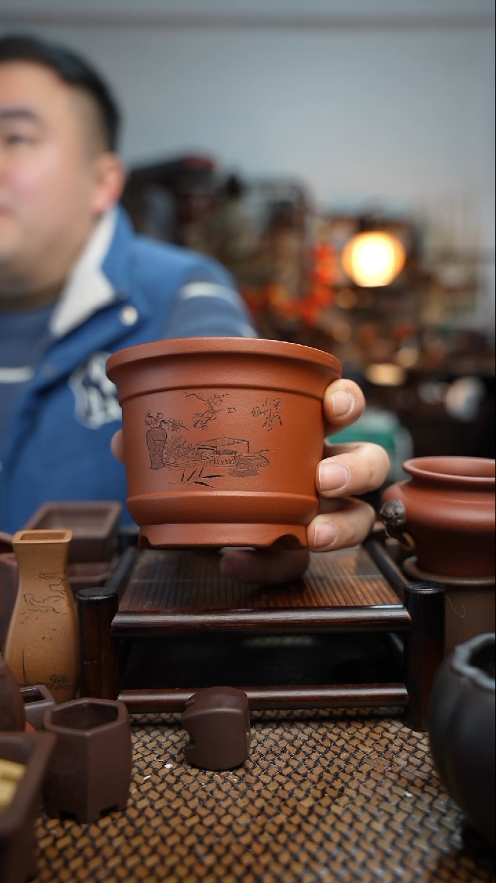 【闪购商品】紫砂花盆長木軒精品紫砂内口8.8*7