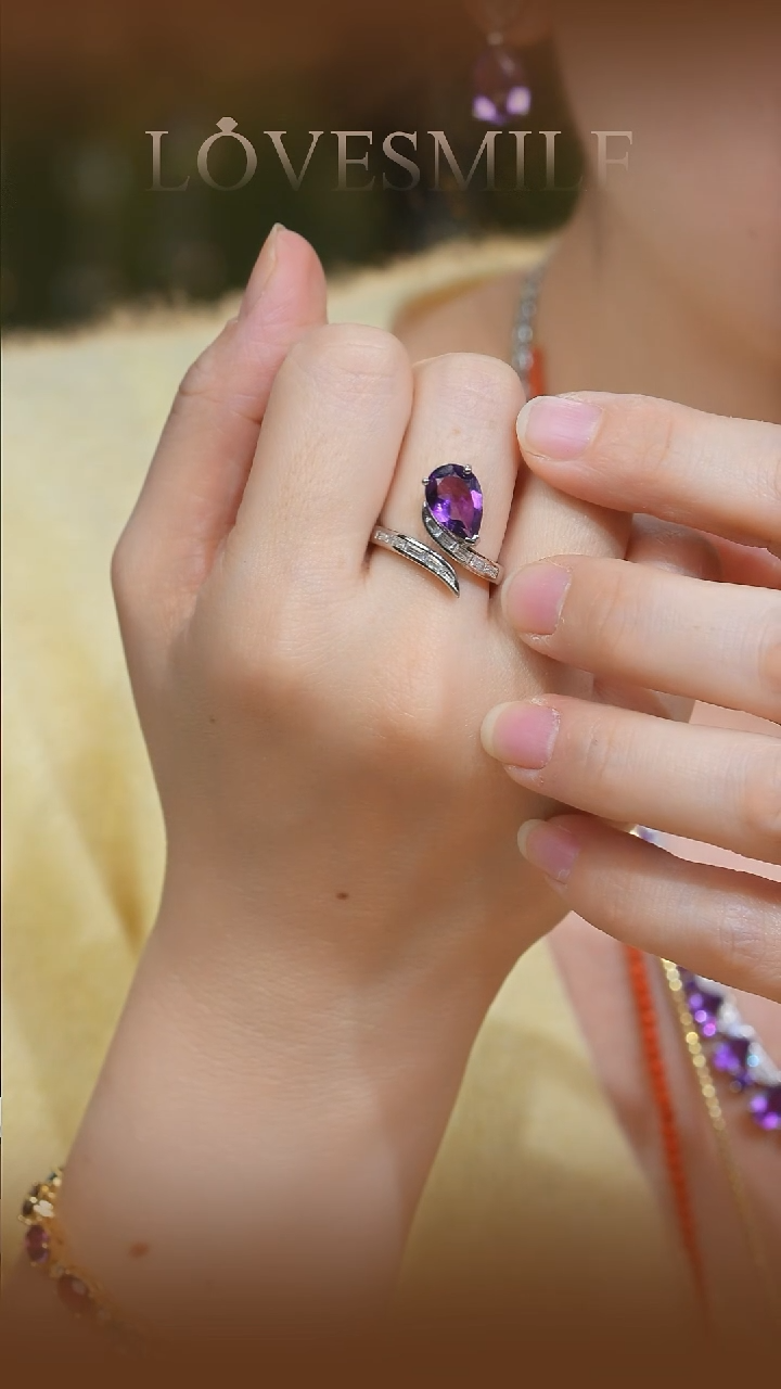 银S925镶嵌戒指紫晶016