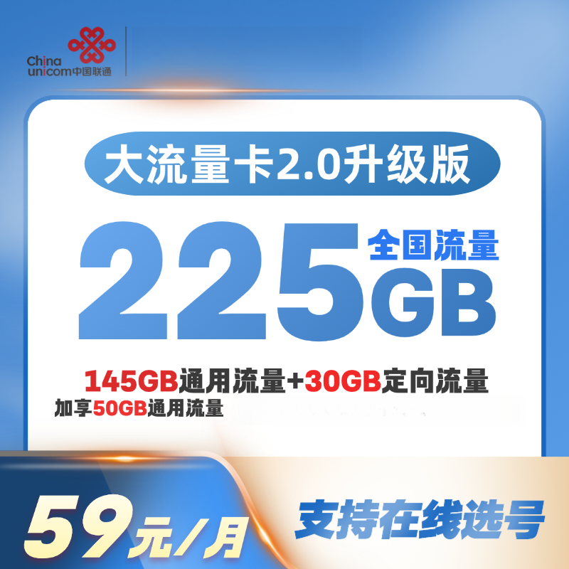 59元225G流量电话卡
