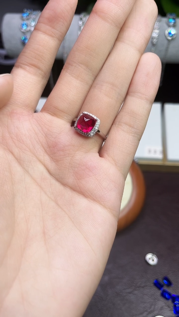 合金合成钻石红糖塔戒指