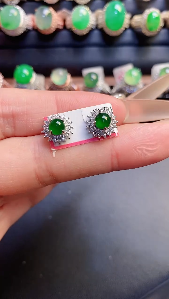 银S925镶嵌戒指翡翠天然