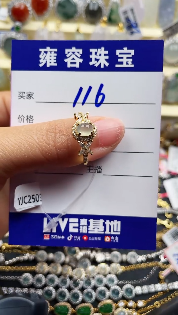 翡翠银S925镶嵌戒指天然A货翡翠 S925银镶嵌