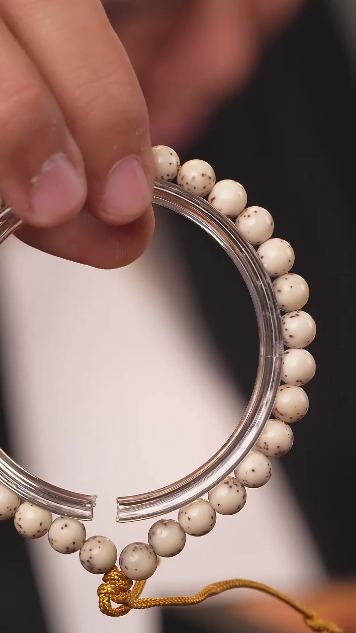 手串星月菩提D8926骨瓷白龙蛋手持星月菩提6mm左右