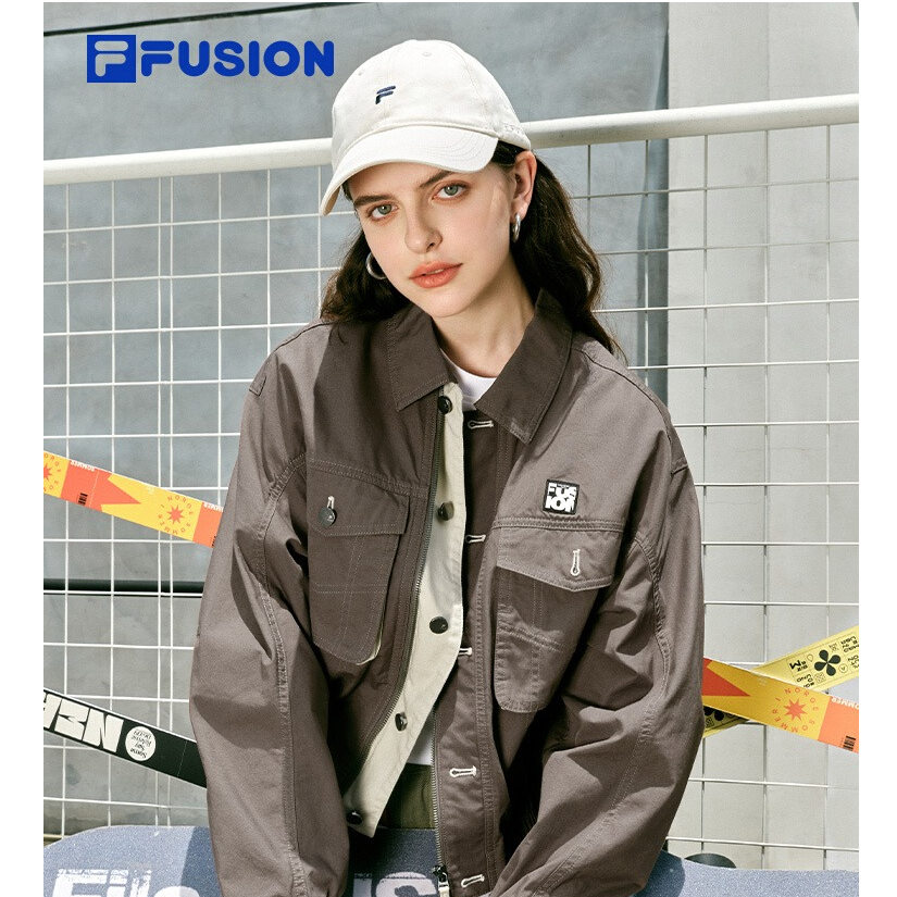 FILA FUSION【梭织外套女】斐乐2025新款宽松休闲夹克T11W433702F