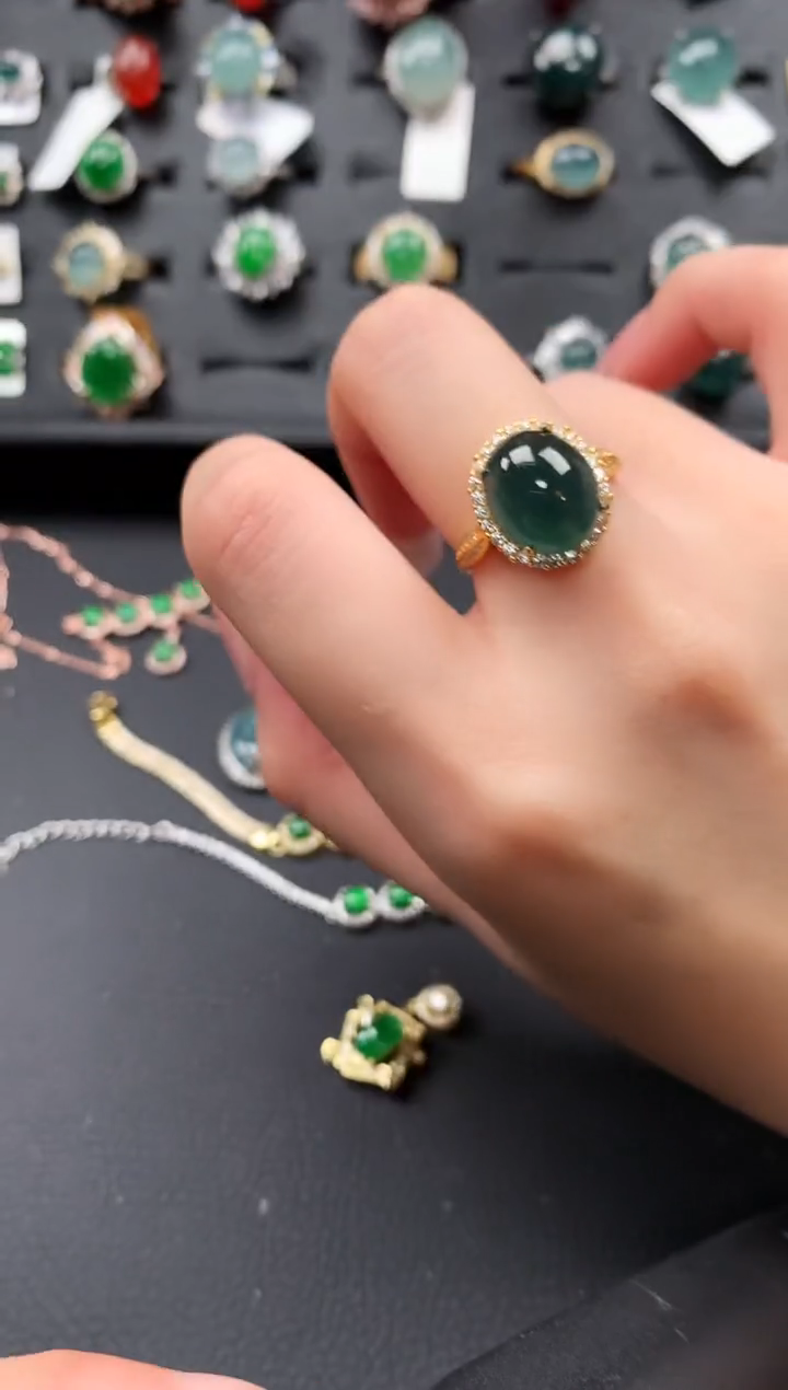 【闪购商品】翡翠戒指银S925镶嵌52141