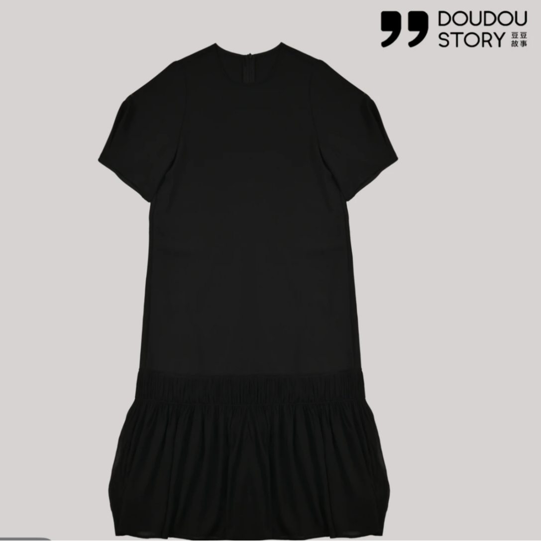 HALUNGLE/海伦格丽  3097 气质醋酸拼接直身连衣裙