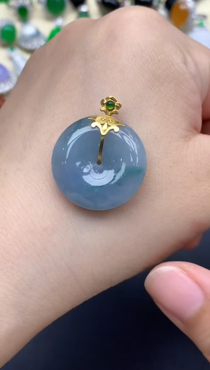 颈饰18K金镶嵌翡翠183-中国好珍宝