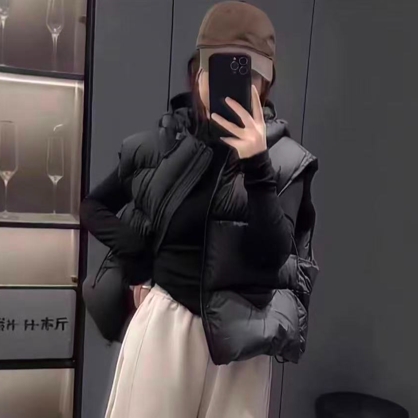 2025秋冬季新爆款棉马甲小个子连帽款式短款泡芙背心