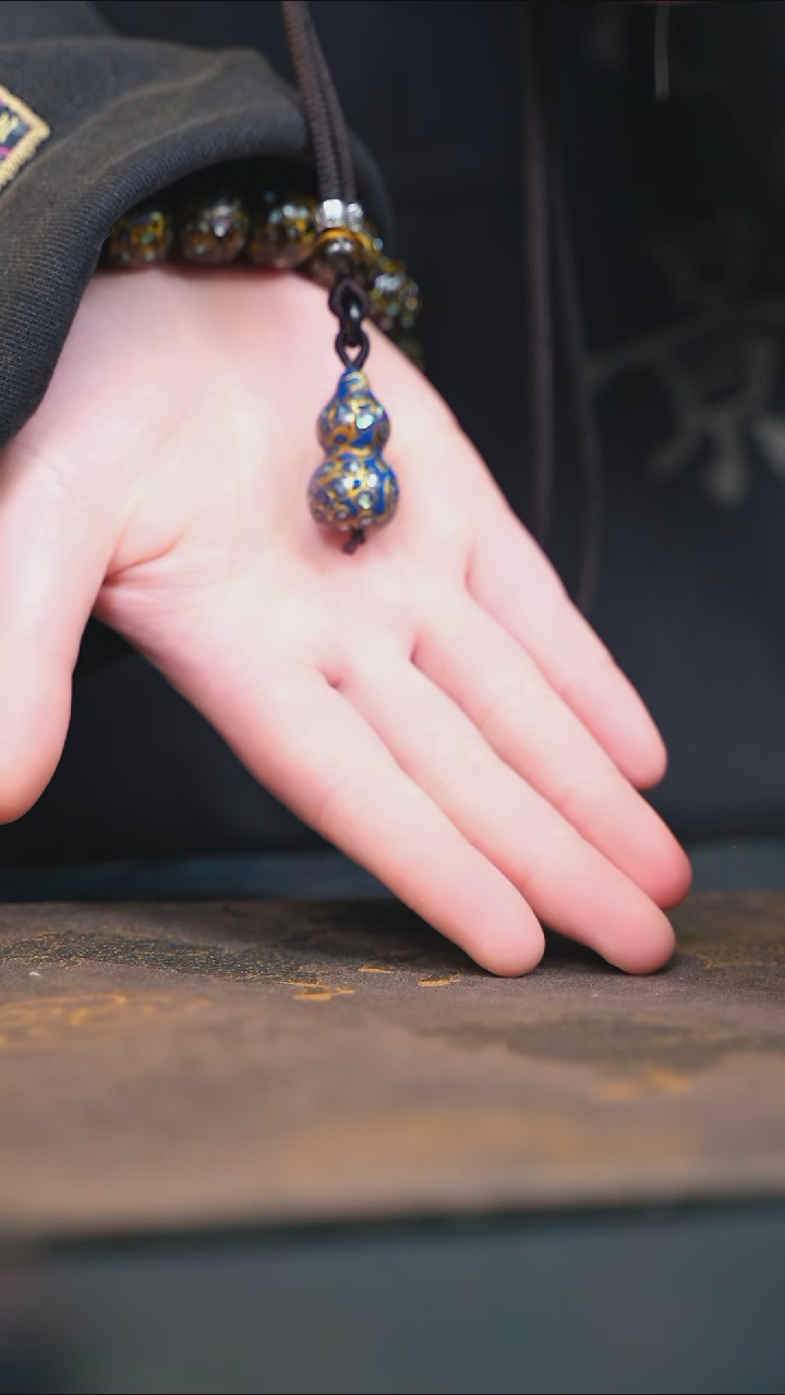 【闪购商品】蓝金大漆紫光檀螺钿小脖挂