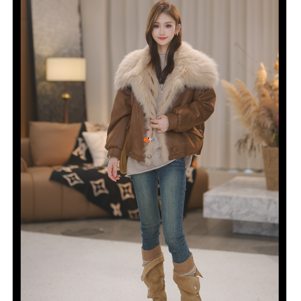 新款披肩狐狸毛领外套90鹅绒羽绒2025新款高货款