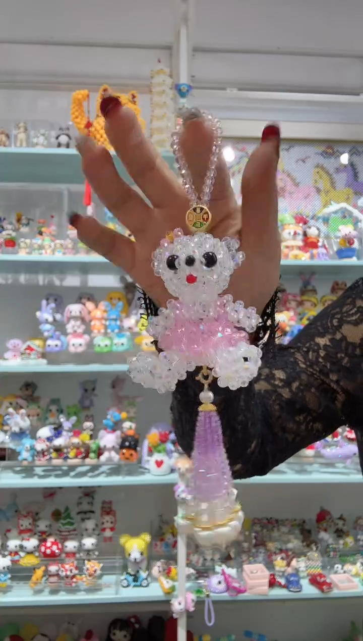 玻璃1252卡4水晶泰迪熊带流苏材料包1套紫色