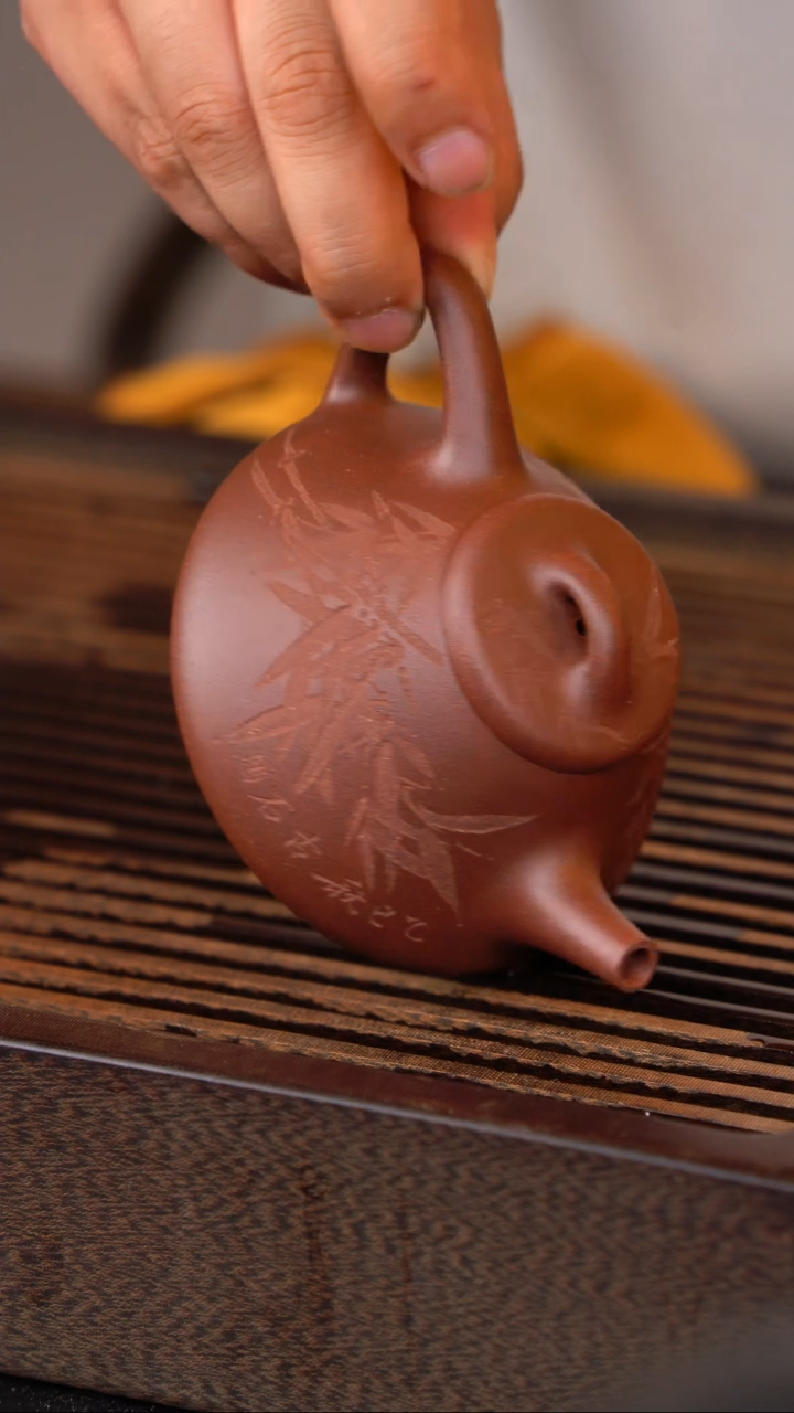 茶壶紫砂底板底槽青子冶竹影