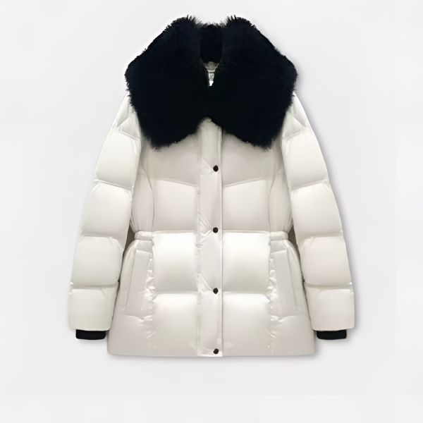 羊羔毛90白鹅绒冬季新款收腰加厚时尚轻奢羽绒服