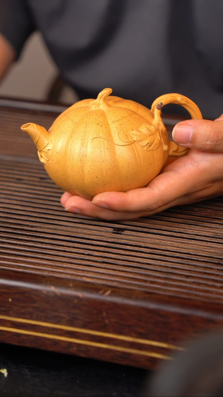 茶壶紫砂微*手工泥黄金段南瓜