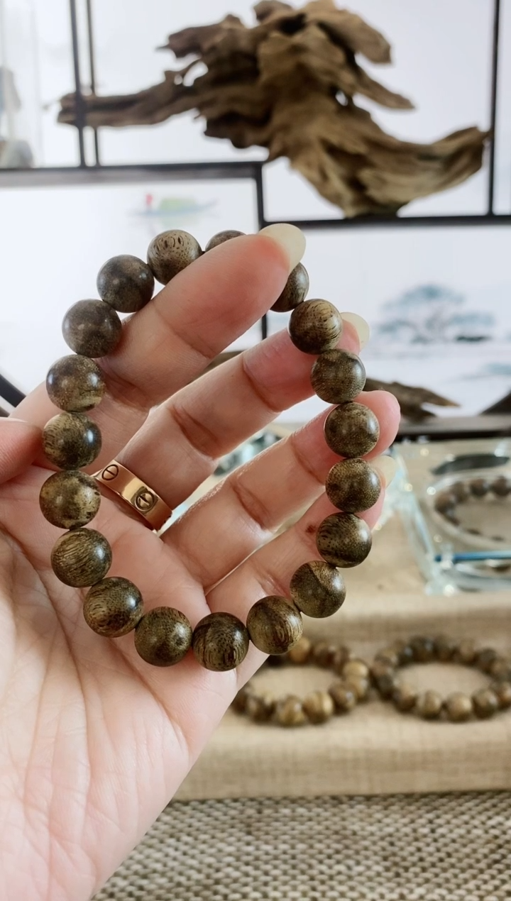 沉香手串正区菩萨棋百年老料11+MM单圈