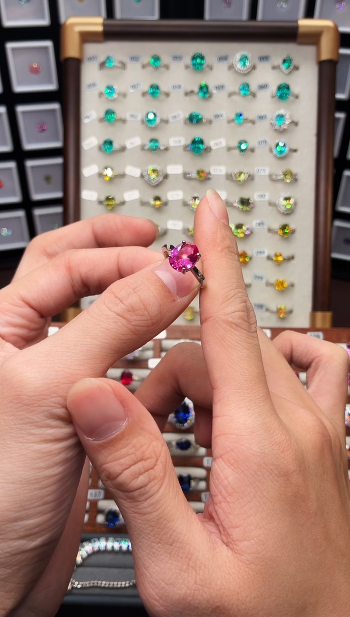 戒指彩色蓝宝石银S925镶嵌1888