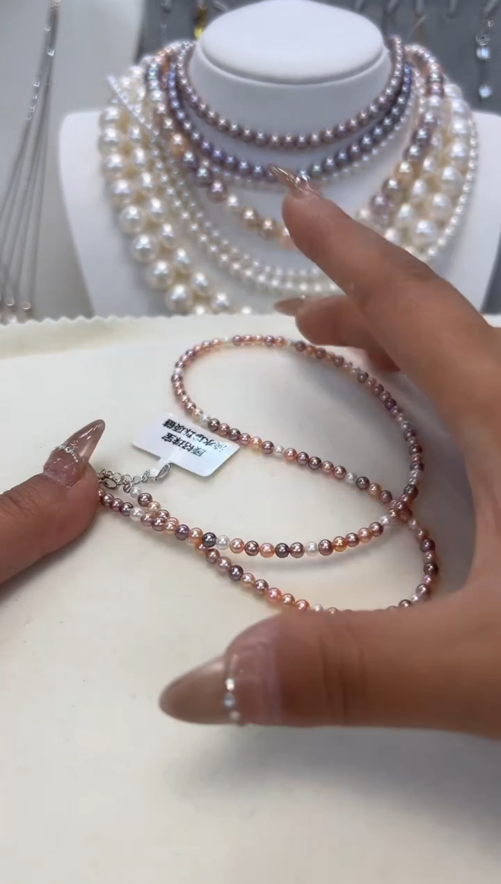 【闪购商品】淡水珍珠颈饰银S925镶嵌3-4MM