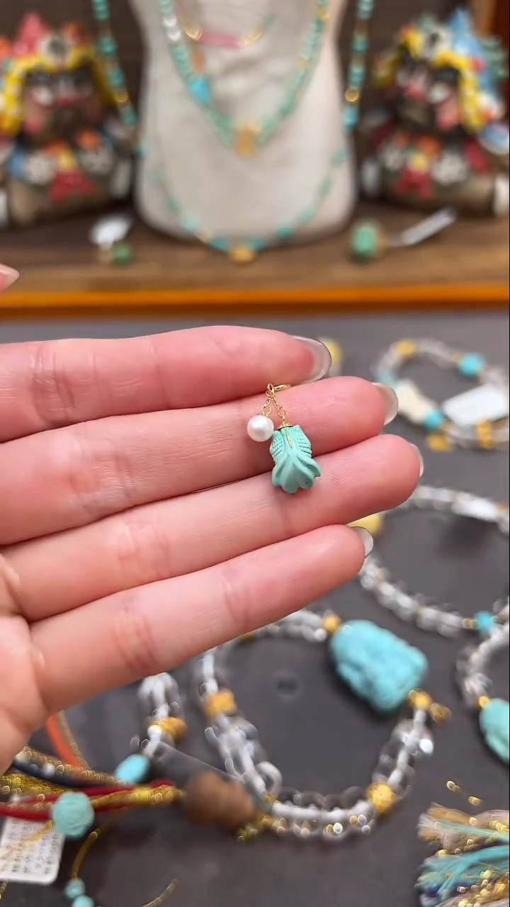 绿松石18K金镶嵌提溜绿松石提溜