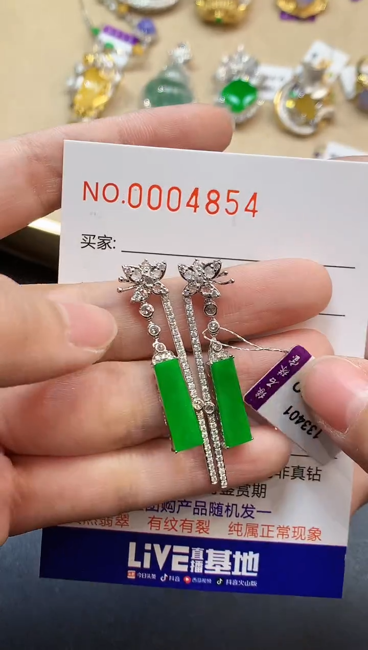 【闪购商品】翡翠耳饰18K金镶嵌4854   