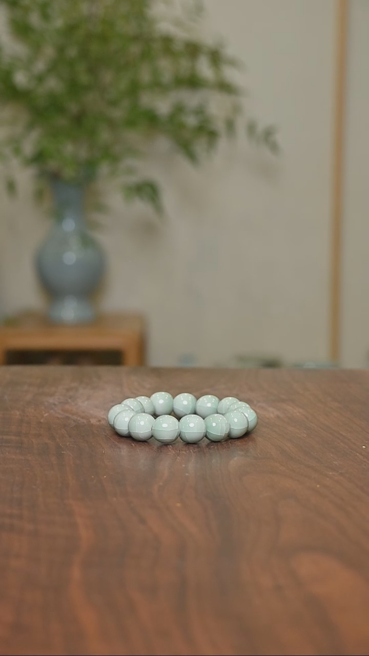 其他荷叶青釉手串苹果珠15mm