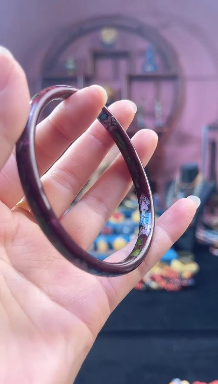 非遗 景泰蓝棍镯 56-60 砖红