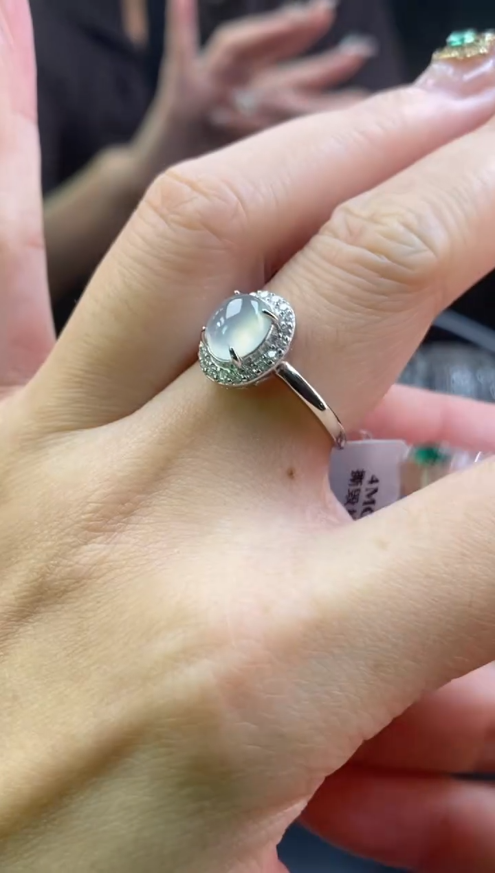 颈饰银S925镶嵌翡翠净货17252