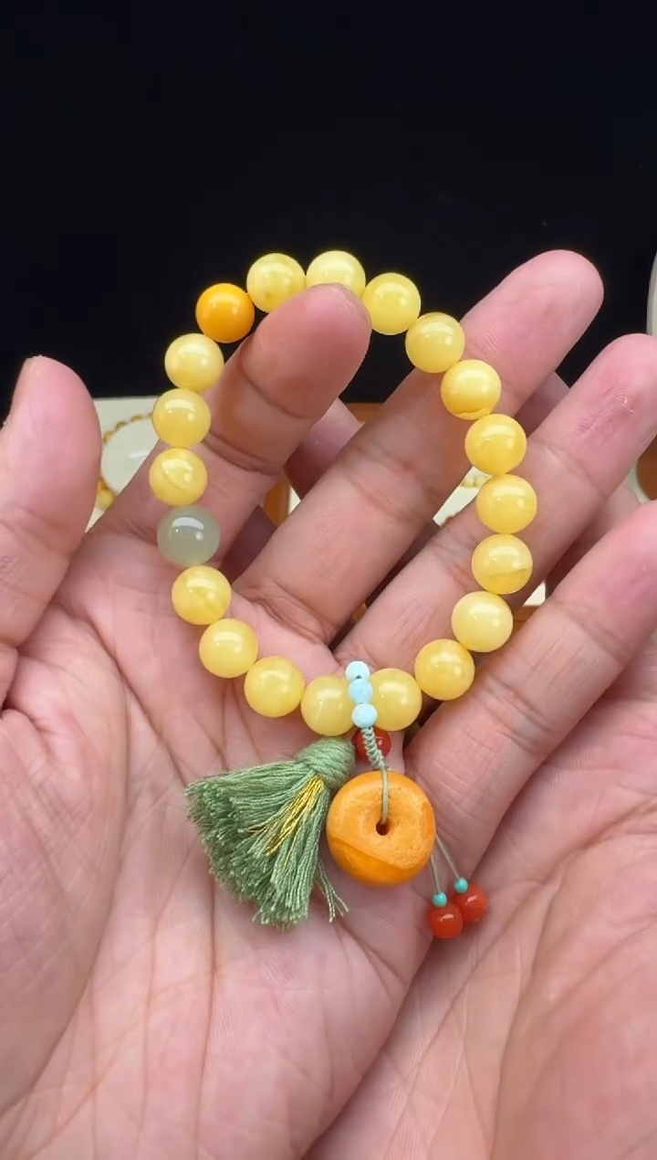 【闪购商品】蜜蜡手链未镶嵌白花蜡