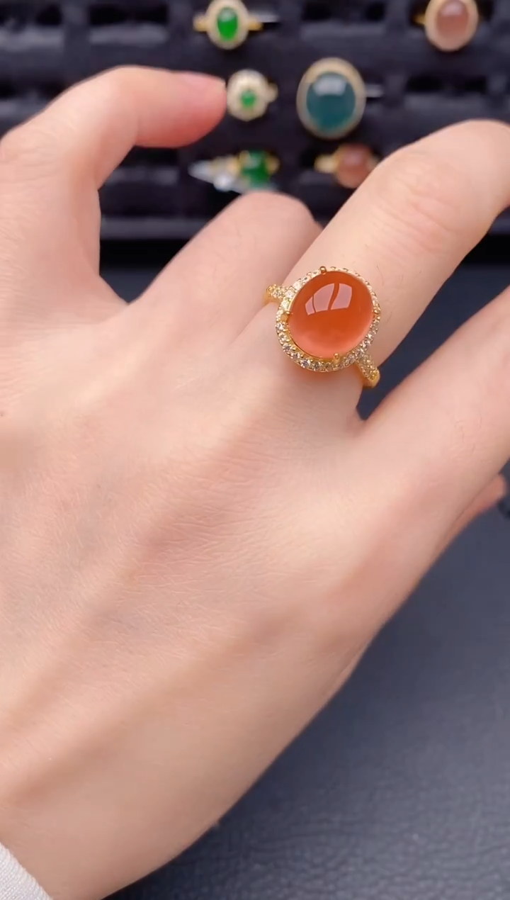 银S925镶嵌南红玛瑙戒指301