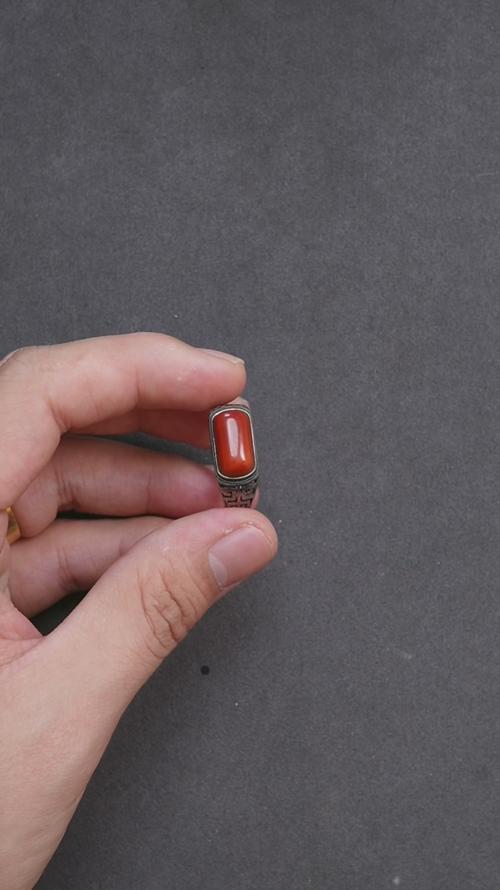 【闪购商品】南红玛瑙戒指银S925镶嵌南红戒指开口戒