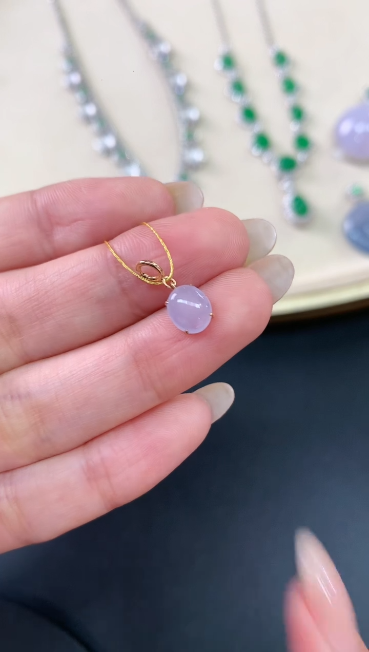 【闪购商品】翡翠吊坠(不含链)18K金镶嵌A650|680