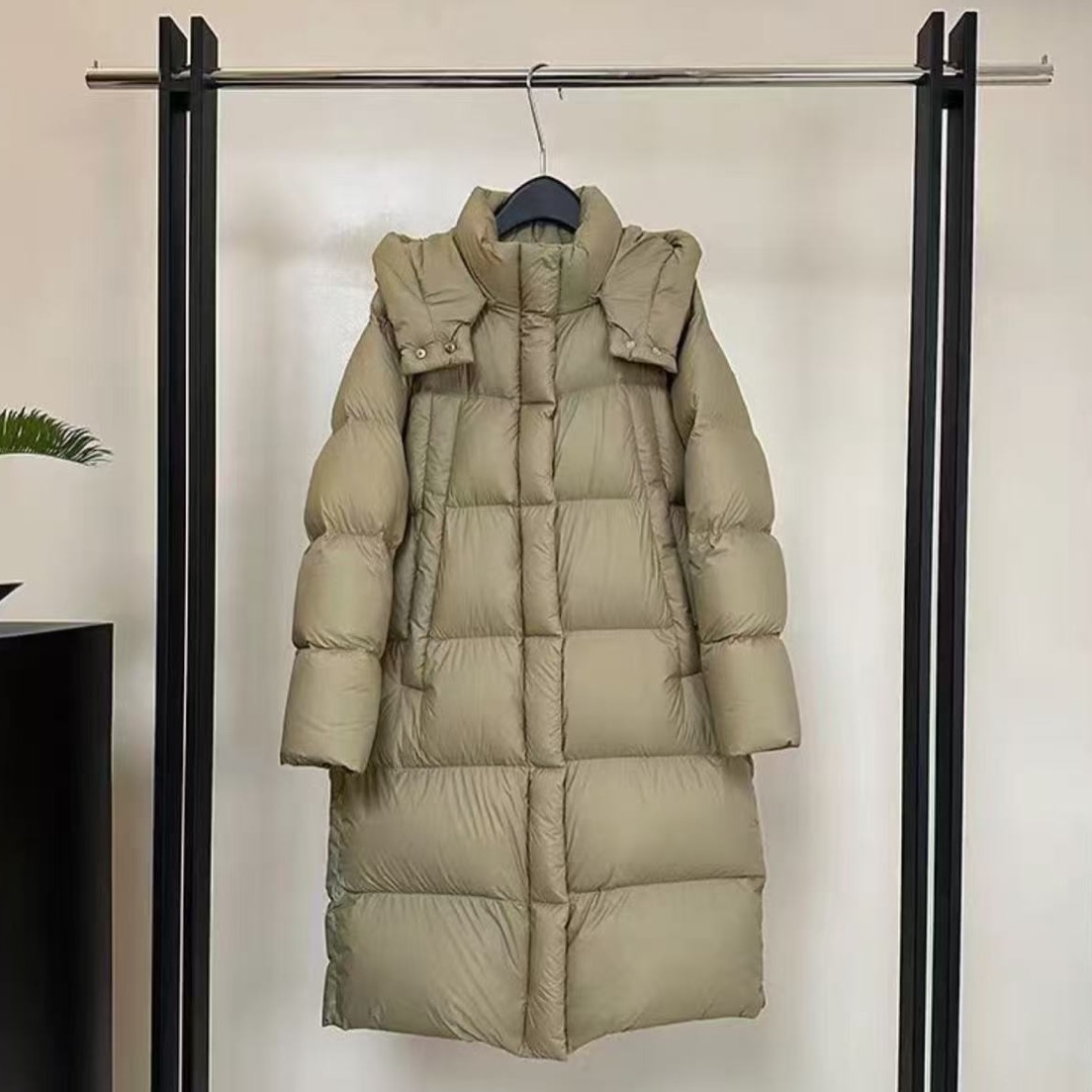 814长款羽绒女新款韩版加厚连帽外套（衣长99）