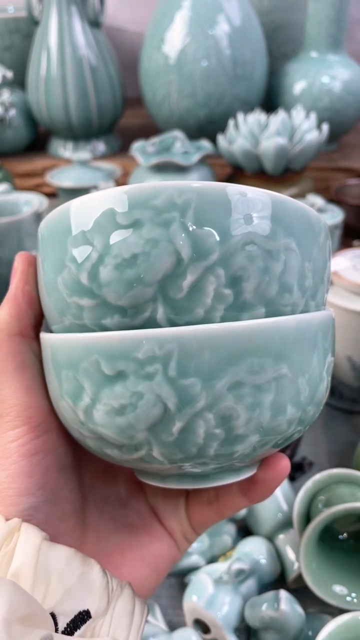 【闪购商品】2个碗 正品 慧仙青瓷 慧仙底款 粉青釉